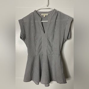 Stripe Peplum Capped Sleeve Blouse